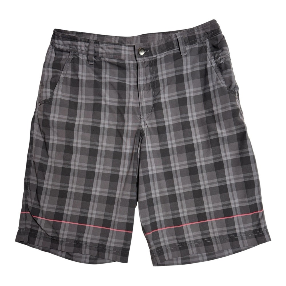 Men's Lululemon Sz 34 Kahuna Gray Black Plaid Chino Shorts Golf Casual 10" Inse